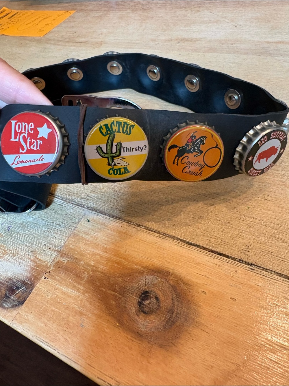 Little Earth Black Belt with Colorful Bottle Cap Accents - Picture 6 of 8